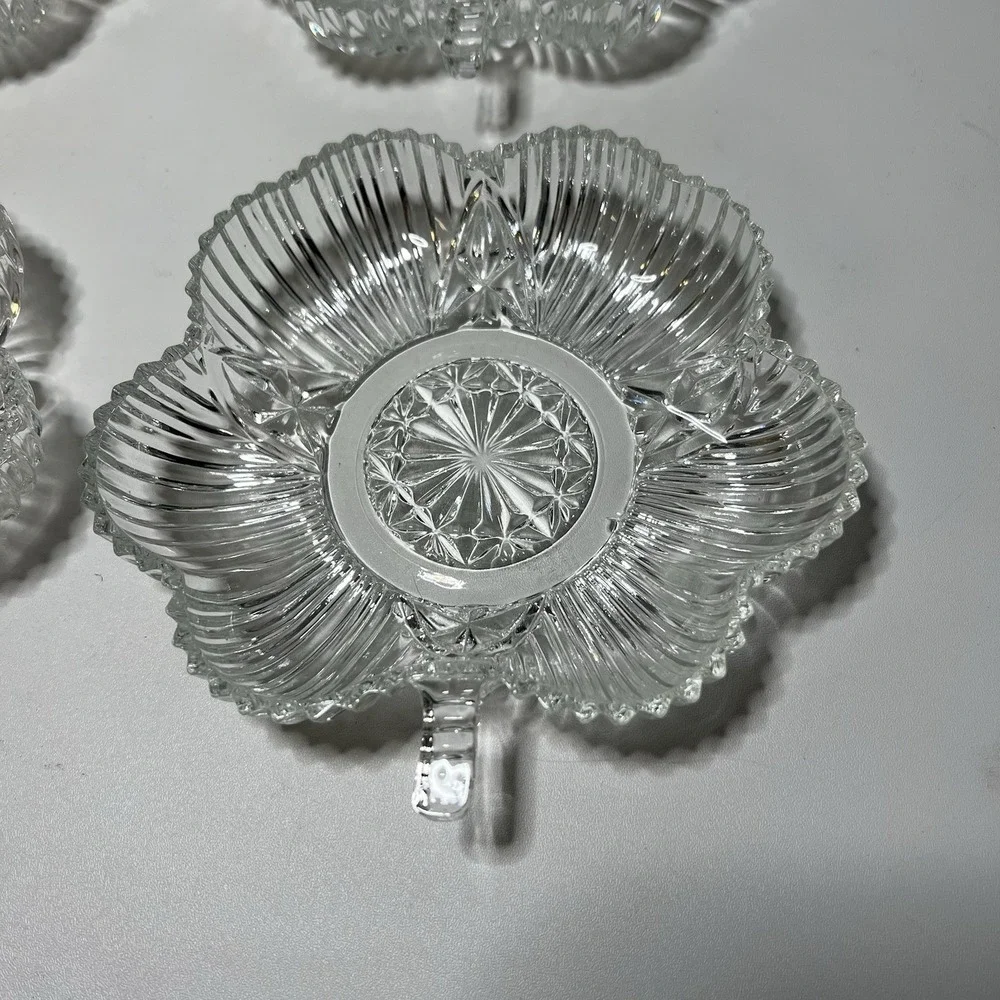1930s 4-Federal Glass‎ Crystal Cut Clover Shaped Candy/Nut Dish Trinket Dish